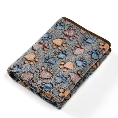 Cute Paw Print Warm Pet Bed Mat Cover for Small Medium Large Dogs Cat Fleece Soft Blanket Towel Winter Puppy Yorkies Supplies