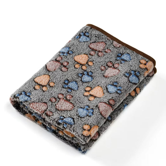 Cute Paw Print Warm Pet Bed Mat Cover for Small Medium Large Dogs Cat Fleece Soft Blanket Towel Winter Puppy Yorkies Supplies